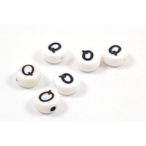 Acrylic flat round bead letter Q